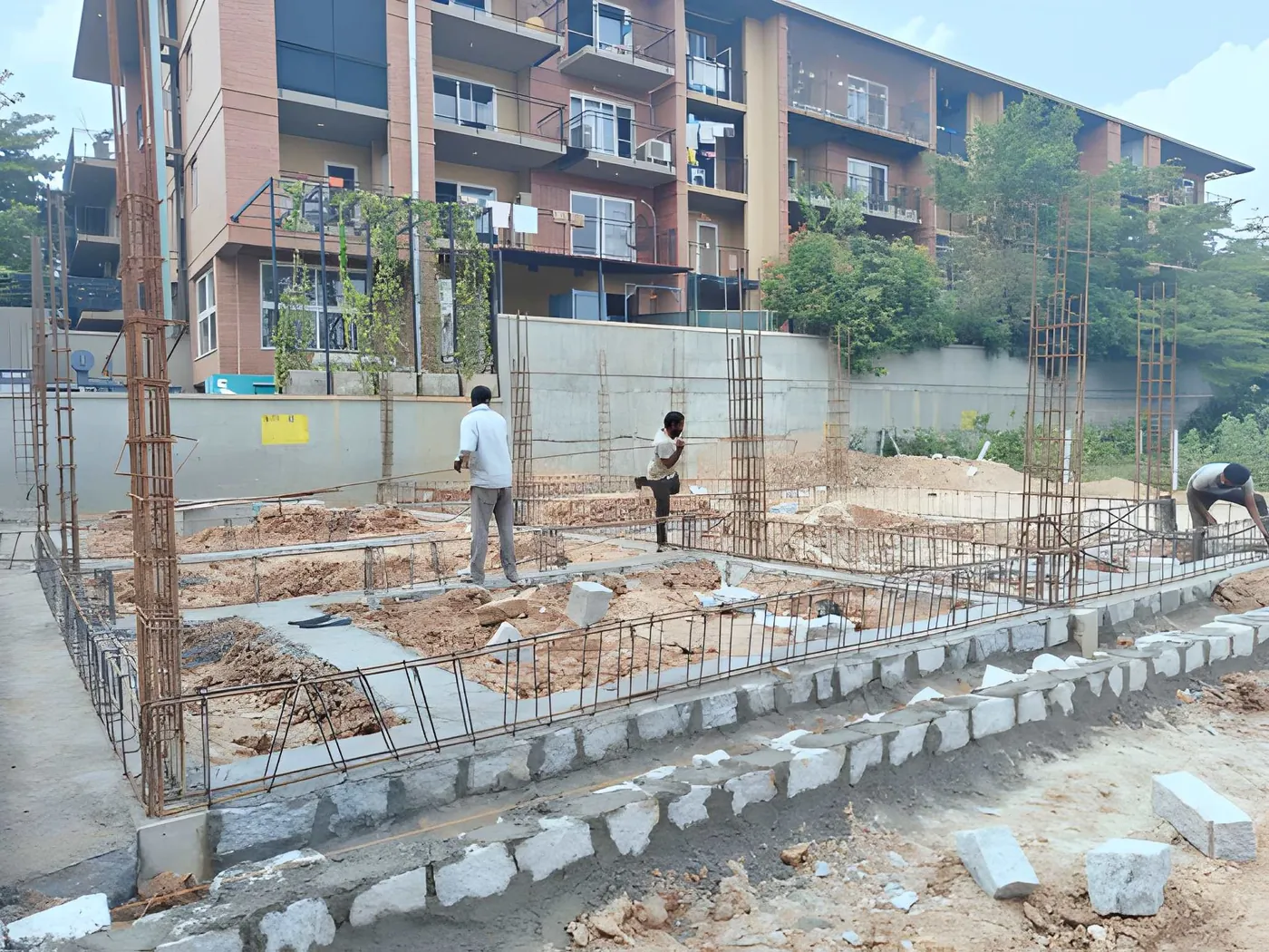Site being set out and measured before construction begins