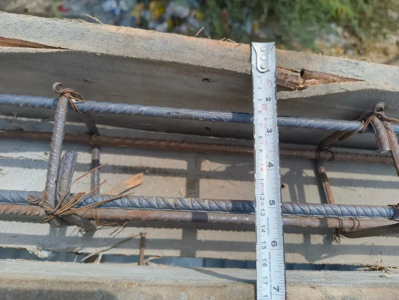 Reinforcement bar spacing being measured against specification