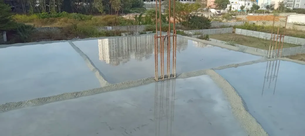 Slab being water cured after a pour