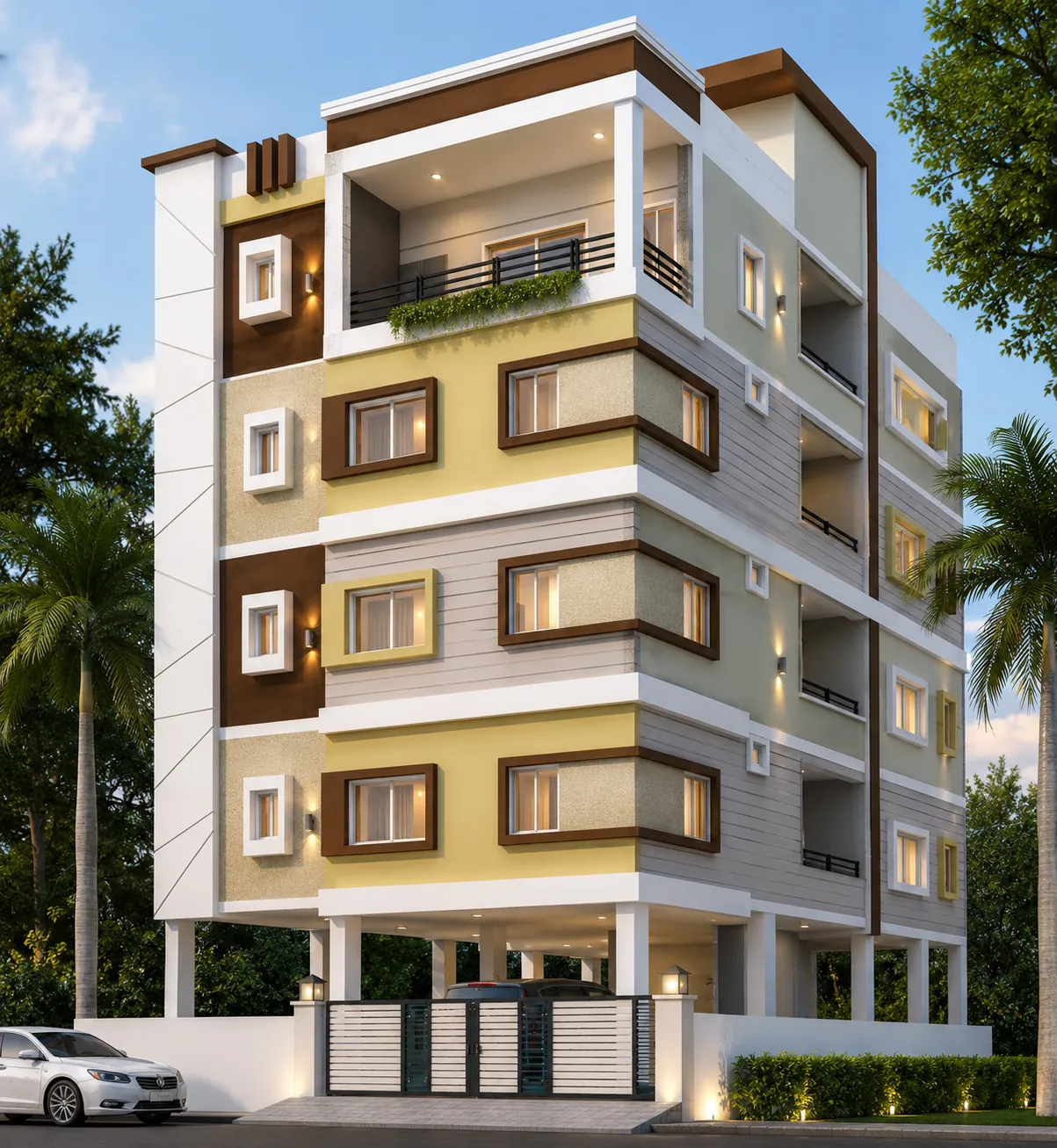 Design render of a four-storey apartment block