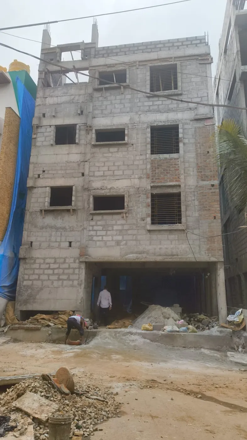 Structural shell of a villa part-way through construction